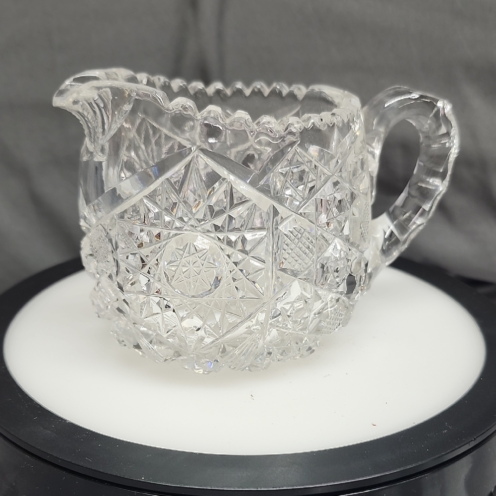 American Brilliant Cut Crystal Creamer Star of David Pattern